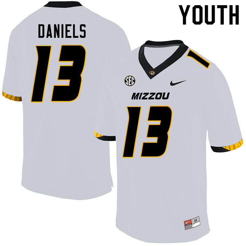Youth #13 Chris Daniels Missouri Tigers College Football Jerseys Sale-White - Click Image to Close